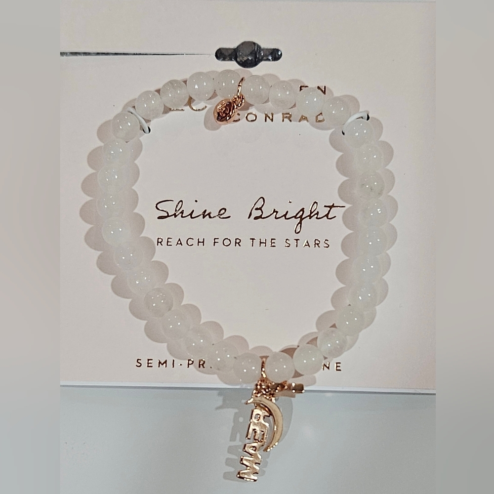 Lauren Conrad Shine Brightβ White Beaded Bracelet with Moon & "Wish" Charm